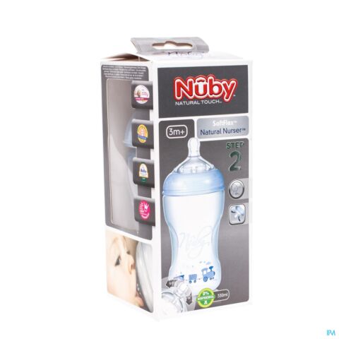 Nûby NT Roze Zuigfles met SoftFlex™ antikoliekspeen – medium flow - 330 ml