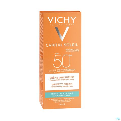 Vichy Zon Idéal Soleil Fluweelachtige Crème Verbetert de Huidkwaliteit SPF50+ Tube 50ml