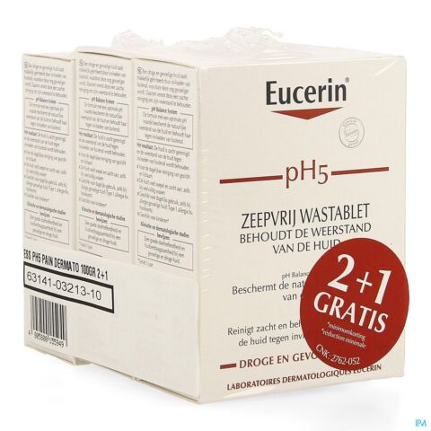 Eucerin pH5 Wastablet Zeep Zonder Zeep Promo 2+1 Gratis 3x100g