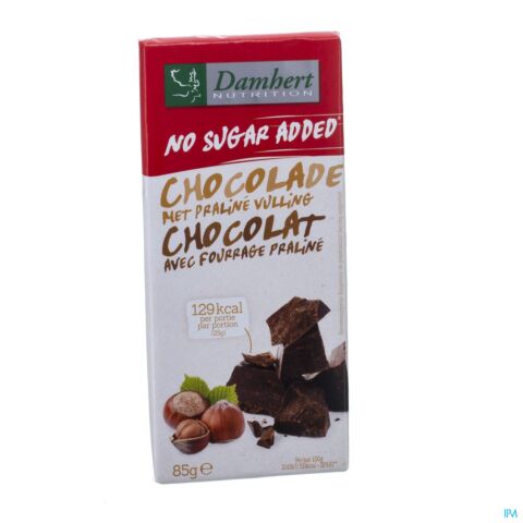 Damhert Chocolade Tablet Praline Z/suiker 85g
