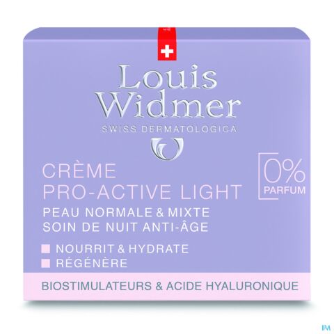 Louis Widmer Pro-Active Light Nachtcreme Zonder Parfum 50ml