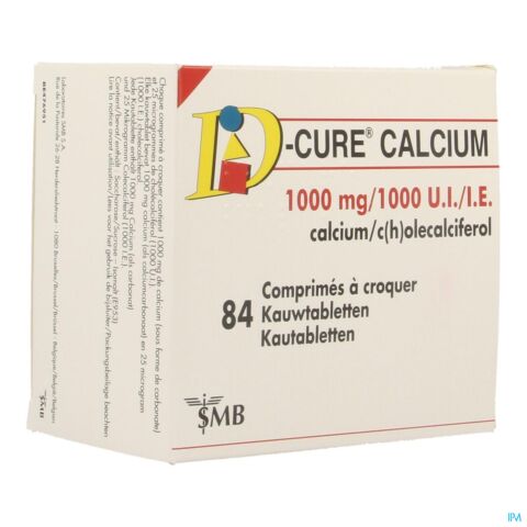 D-Cure Calcium 1000mg/1000 I.E. 84 Kauwtabletten