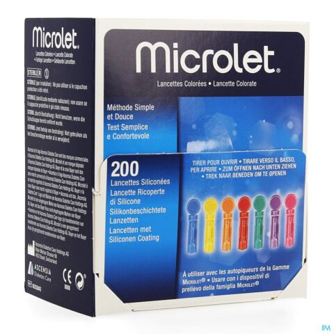 Bayer Microlet Steriel Gekleurd Lancet 200 Stuks