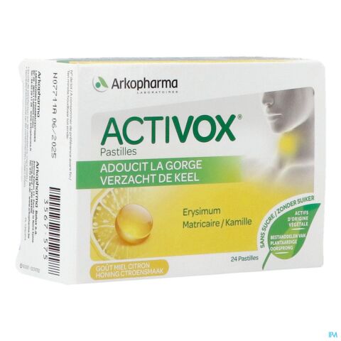 Arkopharma Activox Verzachtende Keelpastilles Honing Citroen 24 Stuks