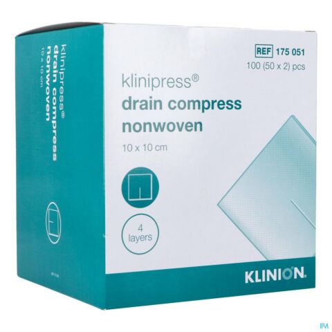 Klinion Nw Draincompres 10x10cm 4lagen 175051 50x2