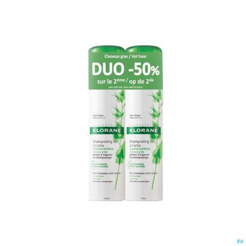 Klorane Getinte Droogshampoo met Brandnetel Spray Duopack 2de -50% 2x150ml