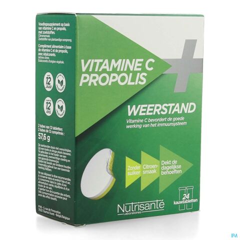Vitamine C+propolis Kauwtabl Tube 2x12