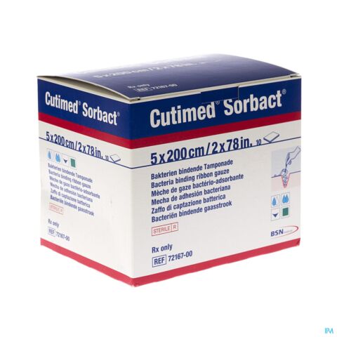 Cutimed Sorbact Gaasstrook 5x200cm 10 7216700