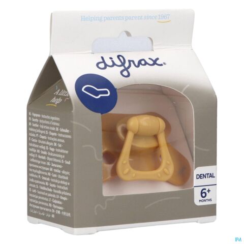 Difrax Fopspeen Dental +6m Uni/pure Geel/honey