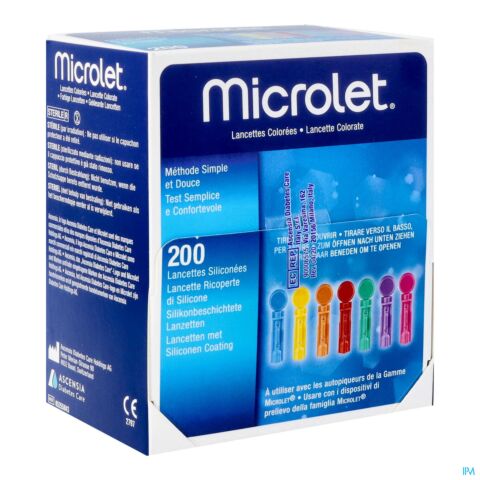 Bayer Microlet Steriel Gekleurd Lancet 200 Stuks