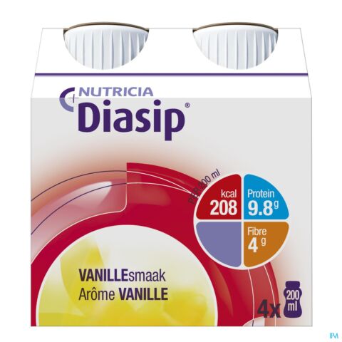Diasip Vanille Fles 4x200ml