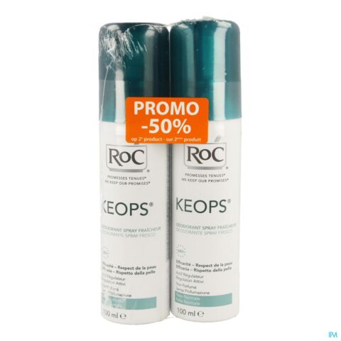 Roc Keops Frisse Deo Spray Zonder Parfum Normale Huid 2x100ml Promo 2de - 50%