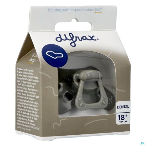Difrax Fopspeen Dental +18m Uni/pure Grijs/clay