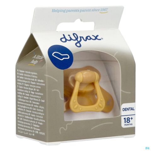 Difrax Fopspeen Dental +18m Uni/pure Geel/honey