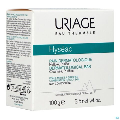 Uriage Hyseac Wasstuk Dermatolog. Zeep 100g